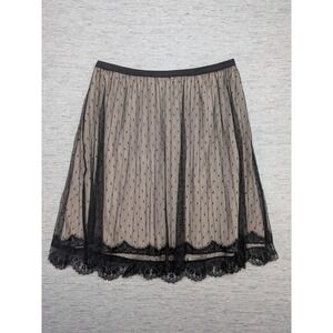 Worthington Black Lace Skirt Polka Dot Lined 18 Whimisgoth Fairycore Grunge‎